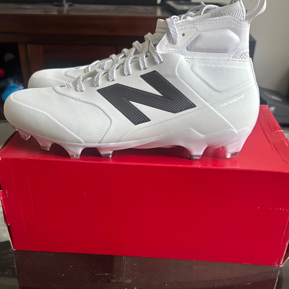 New Balance White and Black Soccer Cleats